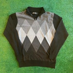Studio by Omega Black and Gray Patterned Quarter Zip Adult XL